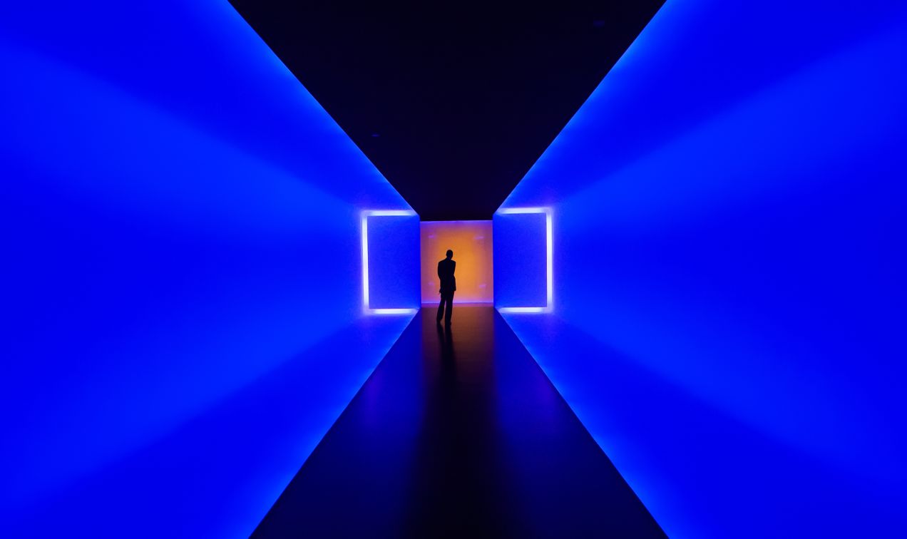 a long tunnel lit with blue light - Photo Credit: Thomas Hawk