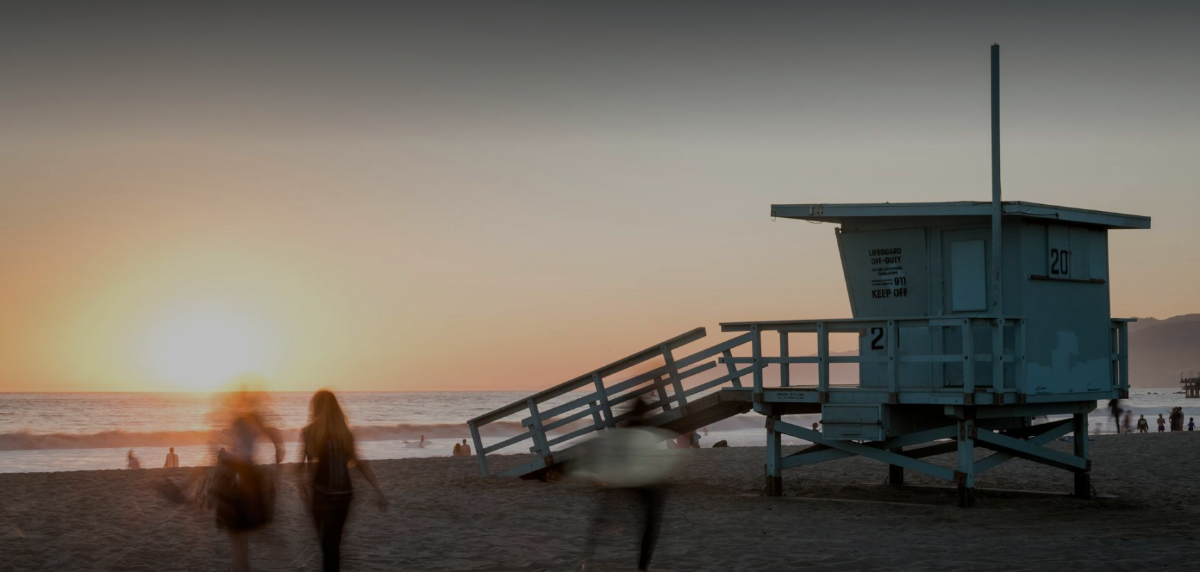 close up of lifeguard stand at sunset on a beach